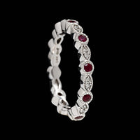 14K White Gold Estate Ruby and Diamond Band