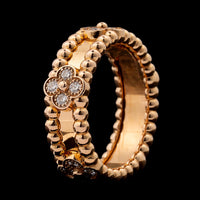 Van Cleef & Arpels 18K Rose Gold Estate Perlee Sweet Clovers Ring