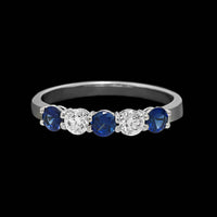 14K White Gold Estate Sapphire and Diamond Band
