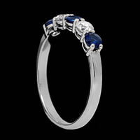 14K White Gold Estate Sapphire and Diamond Band