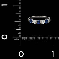 14K White Gold Estate Sapphire and Diamond Band