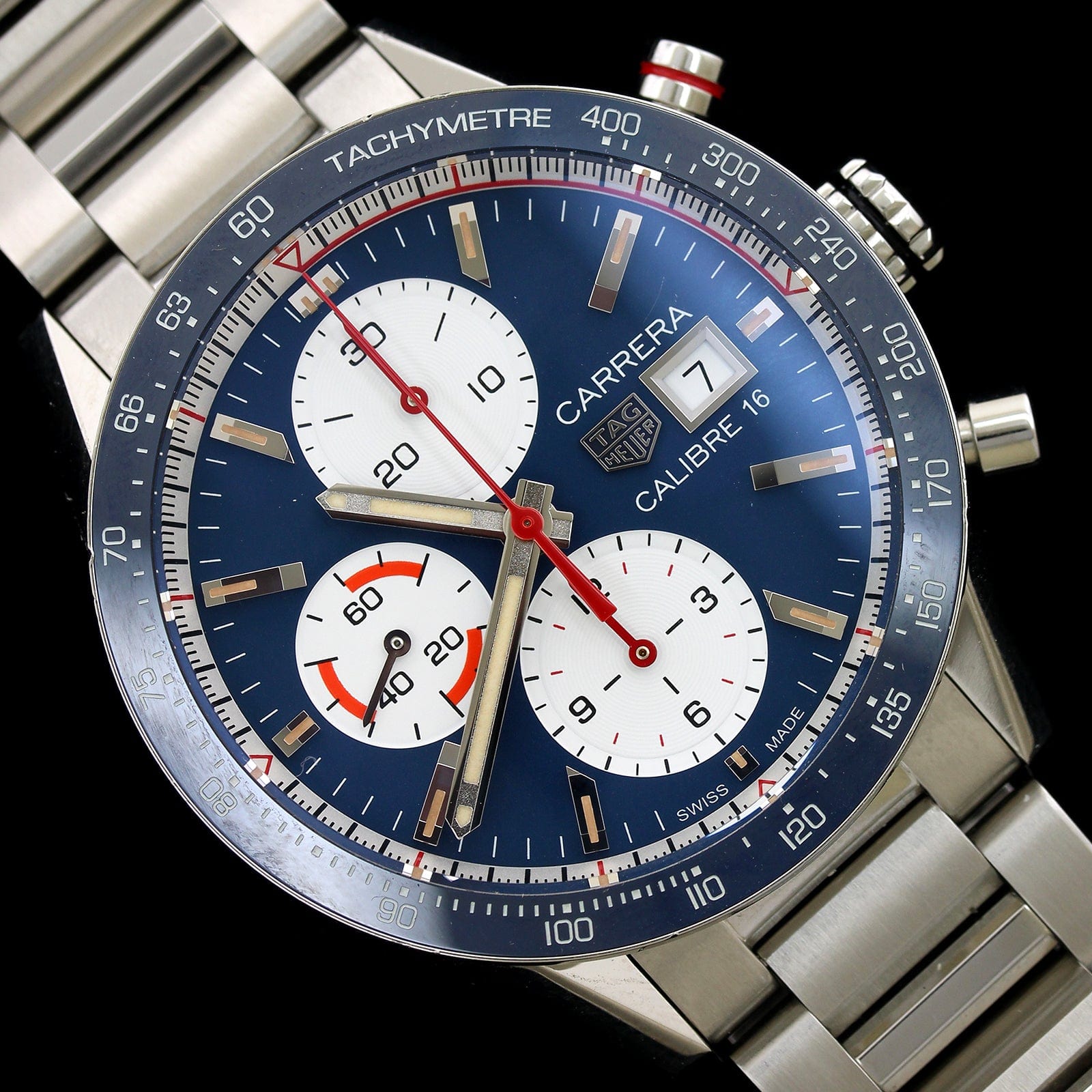 Tag Heuer Steel Estate Carrera Chronograph Wristwatch