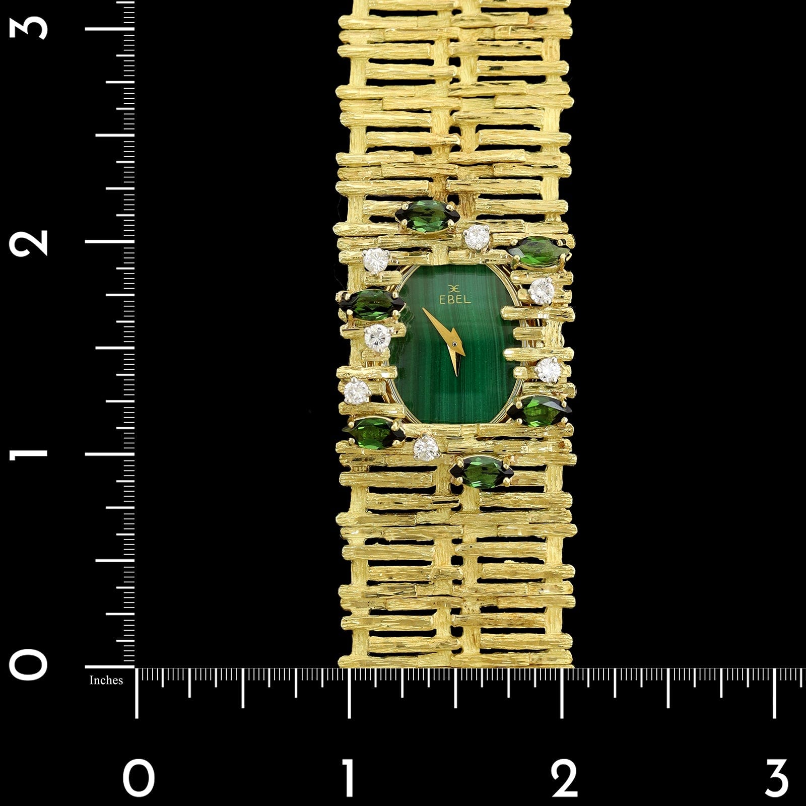 Tishman & Lipp, Ebel 18K Yellow Gold Estate Malachite and Diamond Watch