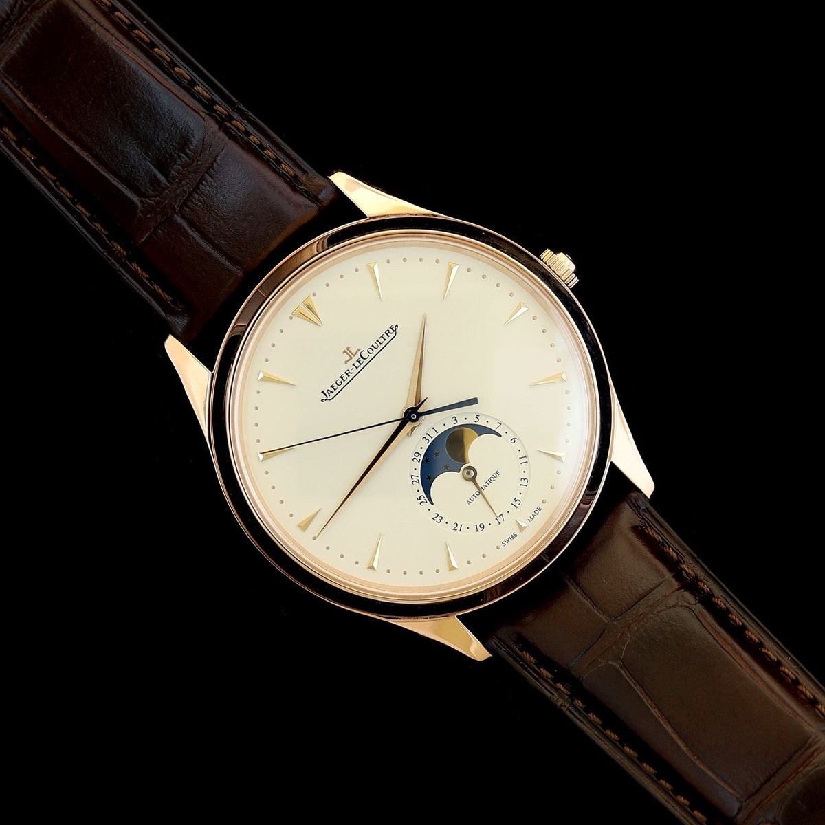 Yellow Gold Pre-Owned Jaeger Le Coultre Master Ultra-thin Moonphase Watch
