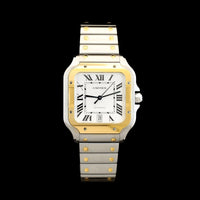 Stainless Steel Yellow Gold Pre-Owned Cartier Santos de Cartier Watch