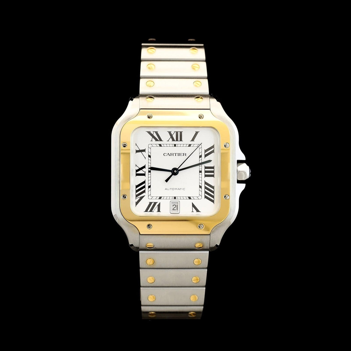 Stainless Steel Yellow Gold Pre-Owned Cartier Santos de Cartier Watch