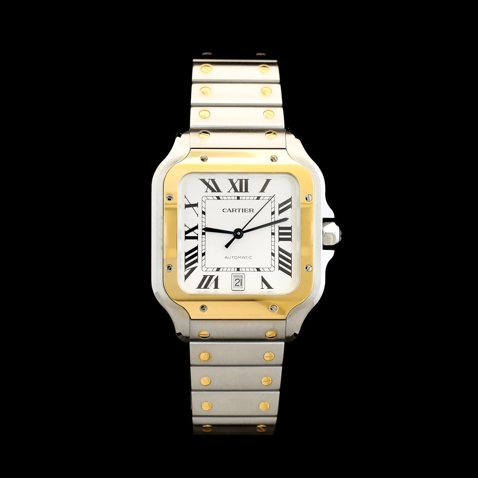 Stainless Steel Yellow Gold Pre-Owned Cartier Santos de Cartier Watch
