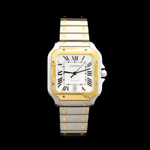 Stainless Steel Yellow Gold Pre-Owned Cartier Santos de Cartier Watch