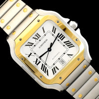 Stainless Steel Yellow Gold Pre-Owned Cartier Santos de Cartier Watch
