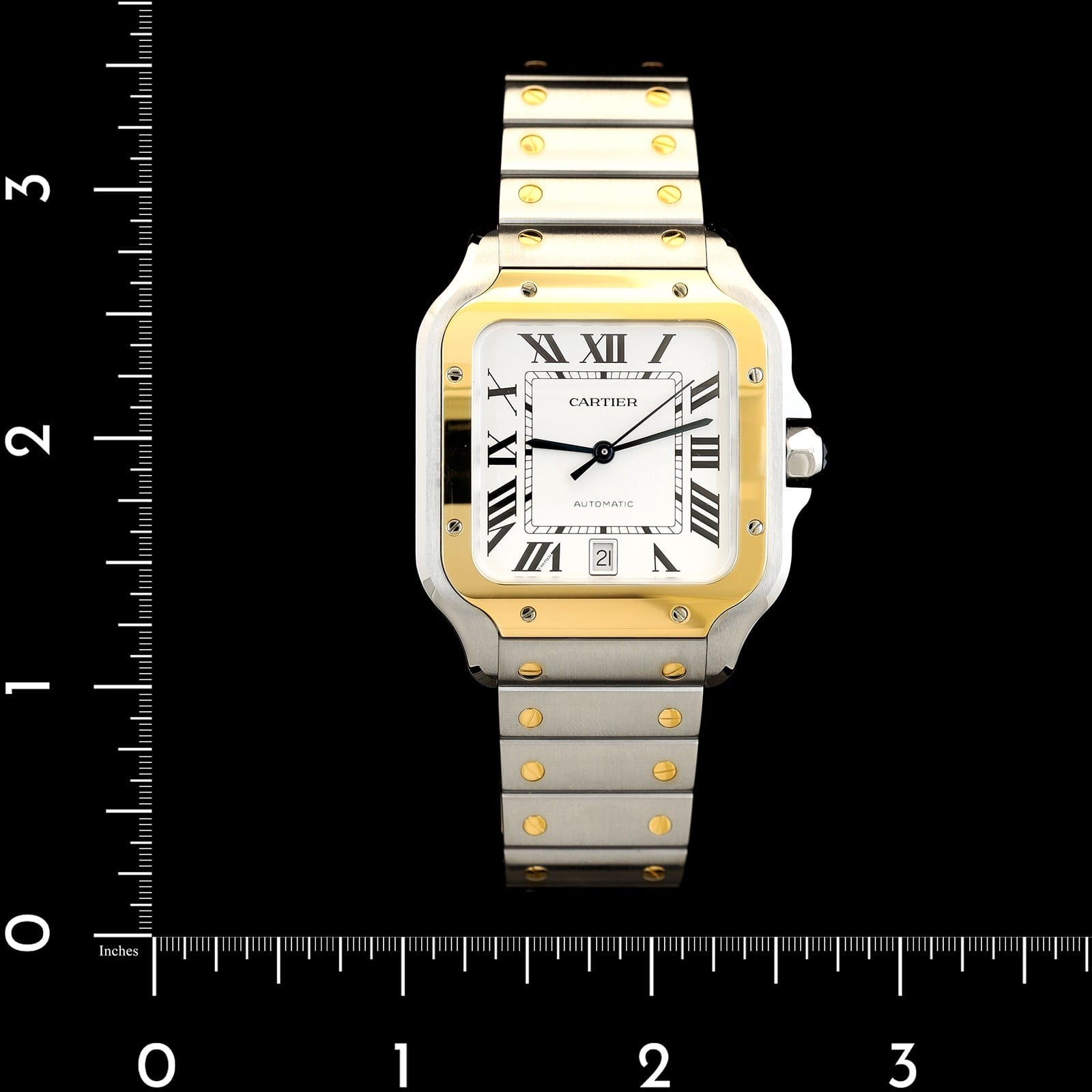 Stainless Steel Yellow Gold Pre-Owned Cartier Santos de Cartier Watch