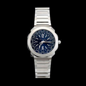 Stainless Steel Pre-Owned Bvlgari Octo Roma Worldtime Watch