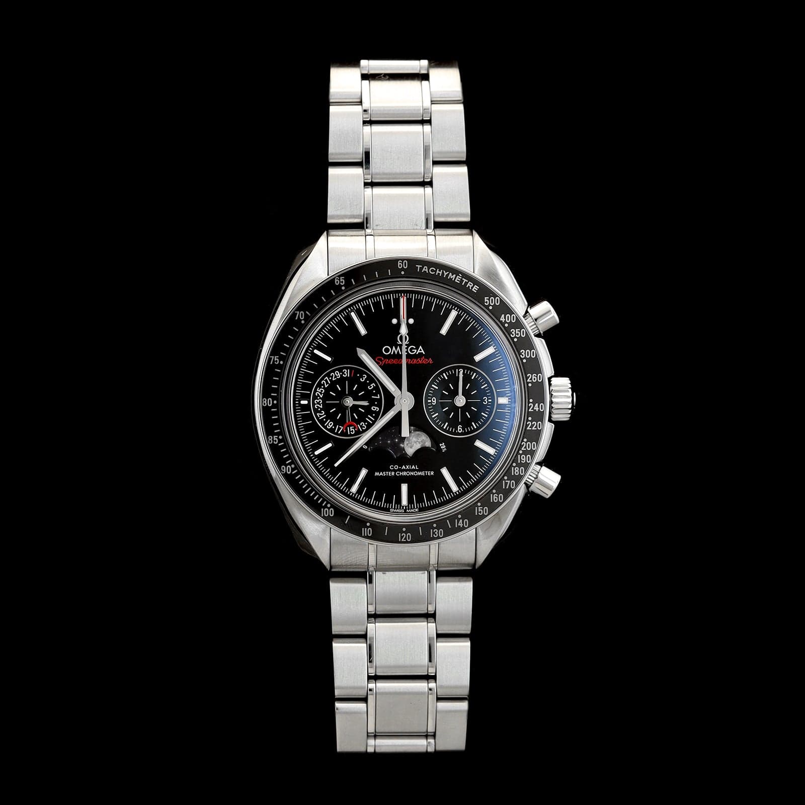 Stainless Steel Pre-Owned Omega Speedmaster Moonphase Watch