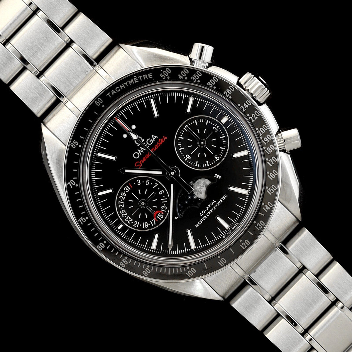 Stainless Steel Pre-Owned Omega Speedmaster Moonphase Watch