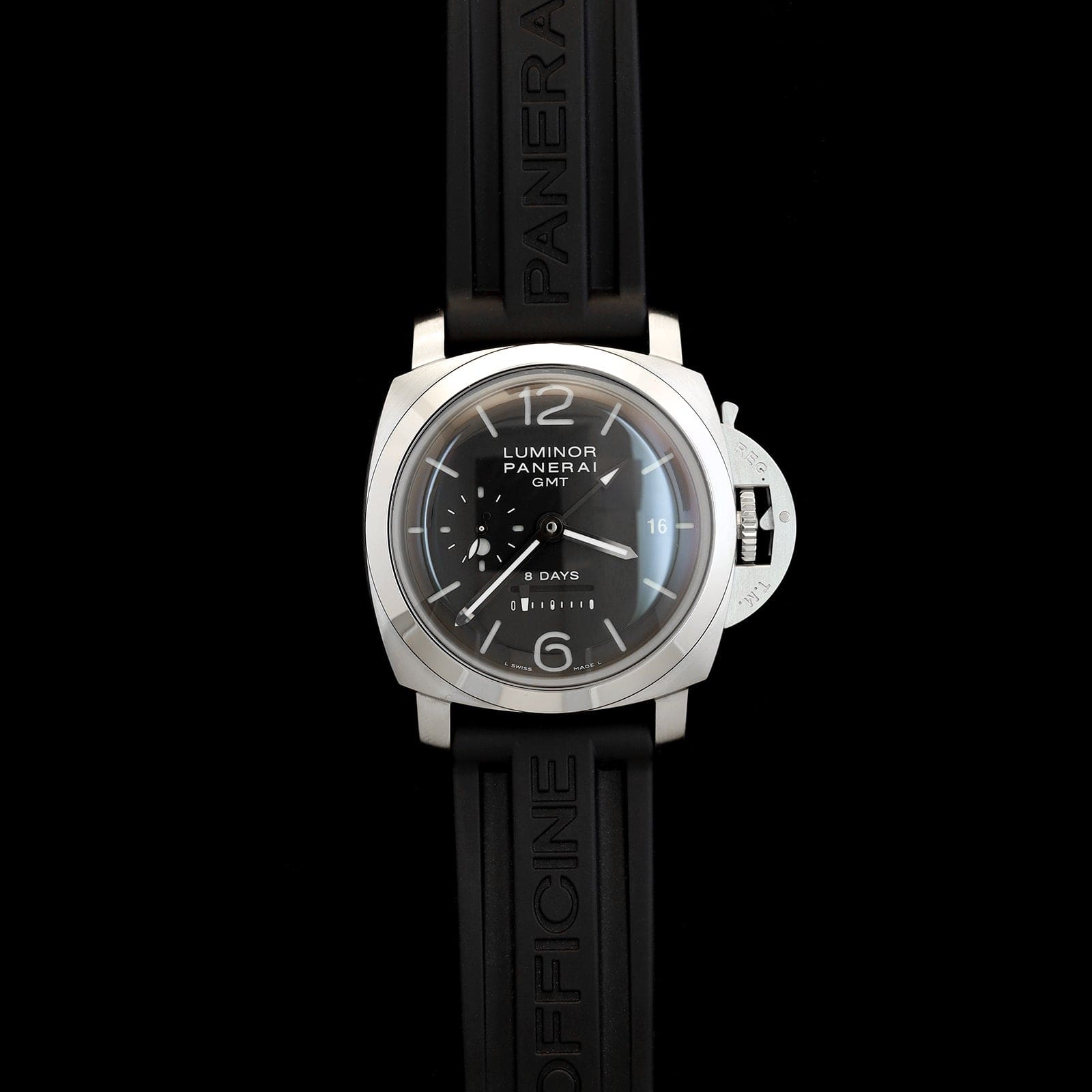 Stainless Steel Pre-Owned Panerai Luminor GMT 8-day Watch