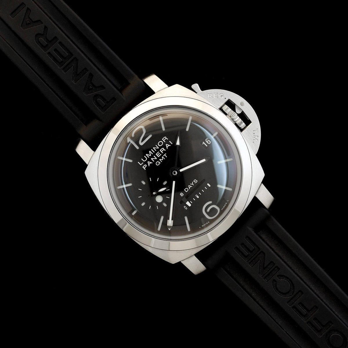 Stainless Steel Pre-Owned Panerai Luminor GMT 8-day Watch
