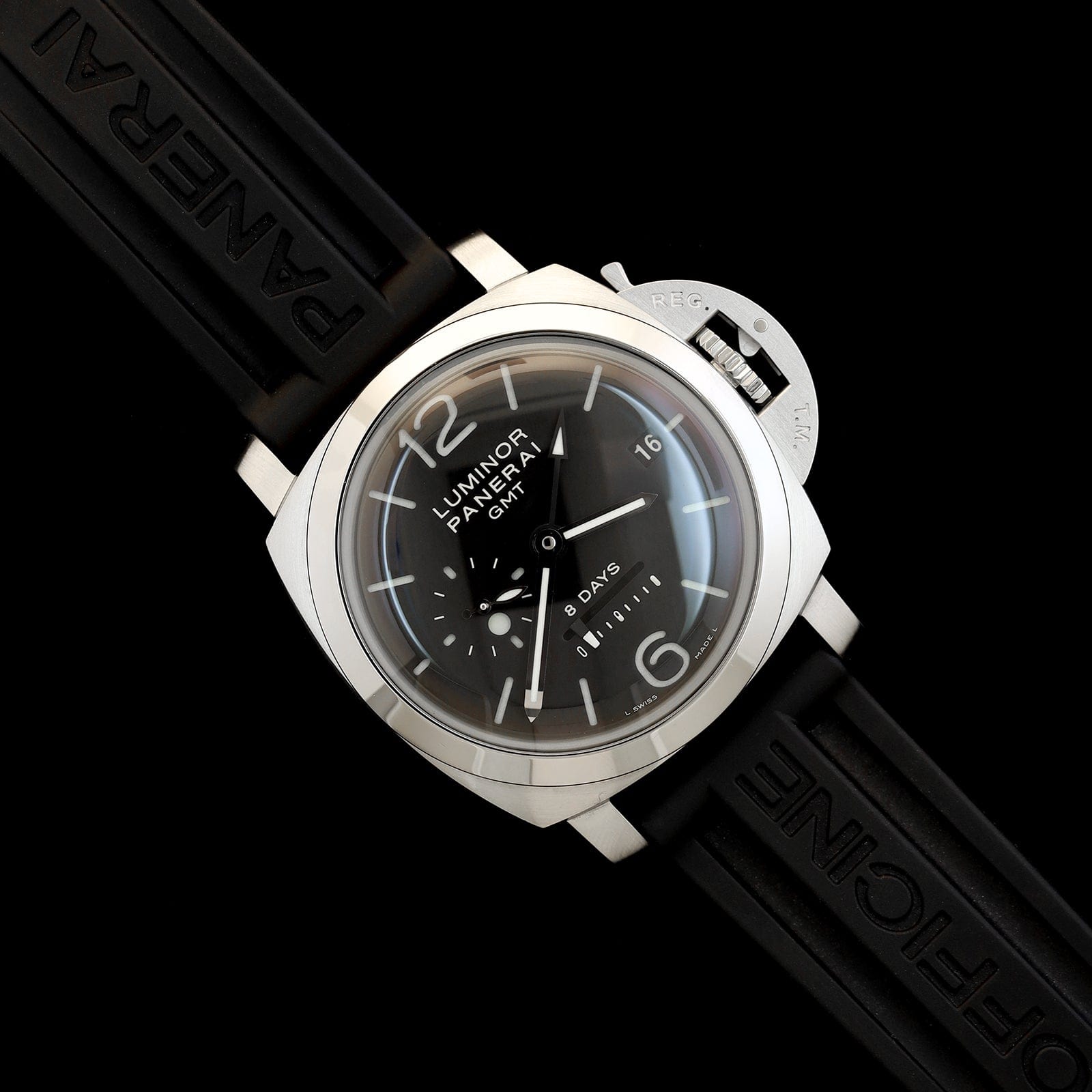 Stainless Steel Pre-Owned Panerai Luminor GMT 8-day Watch