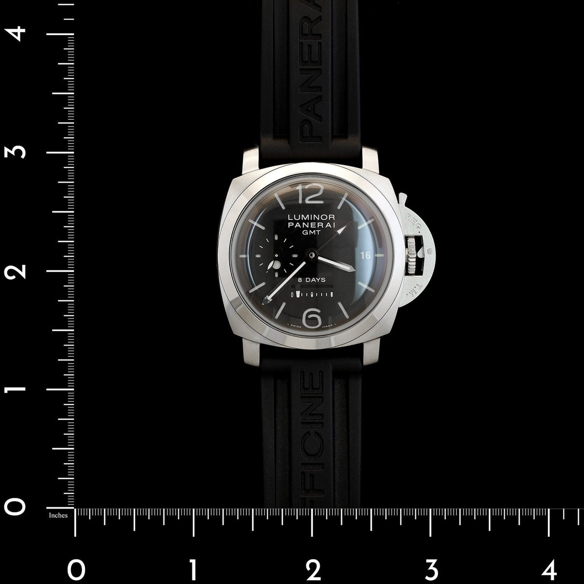 Stainless Steel Pre-Owned Panerai Luminor GMT 8-day Watch
