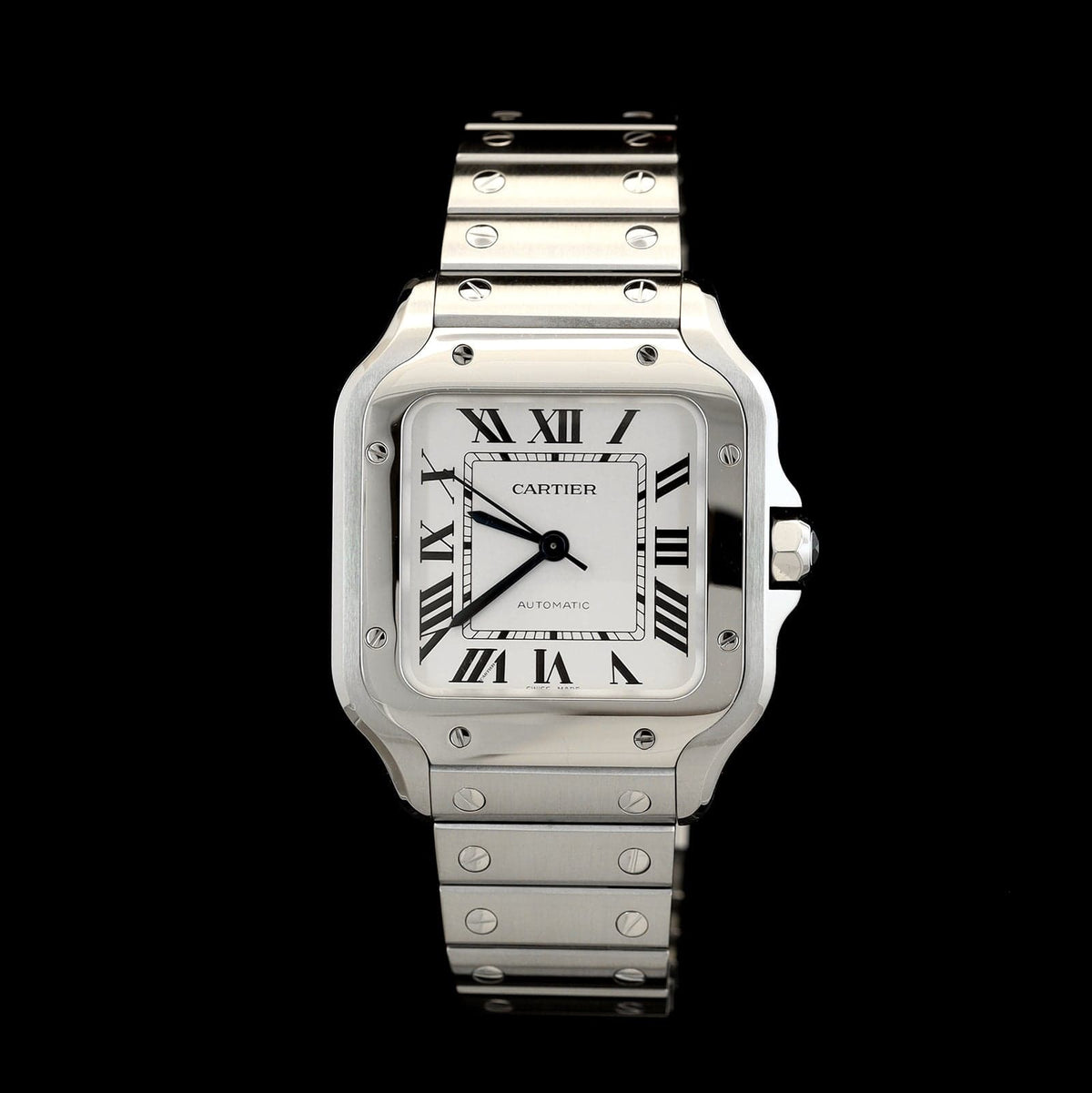 Stainless Steel Pre-Owned Santos Medium Estate Watch