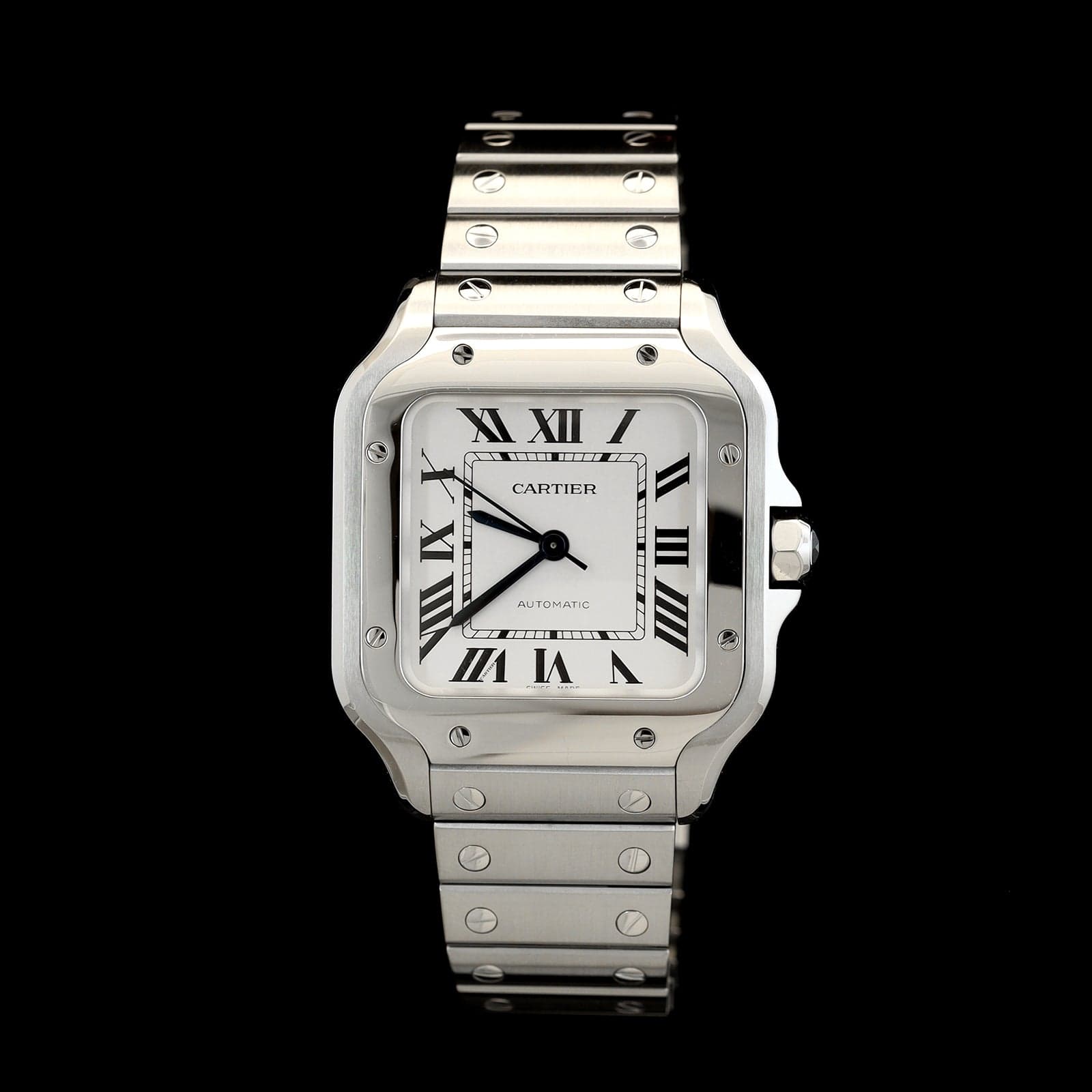 Stainless Steel Pre-Owned Santos Medium Estate Watch