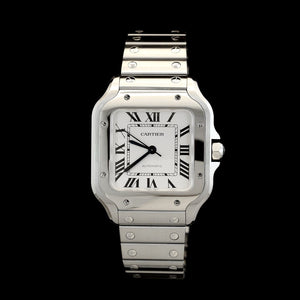 Stainless Steel Pre-Owned Santos Medium Estate Watch
