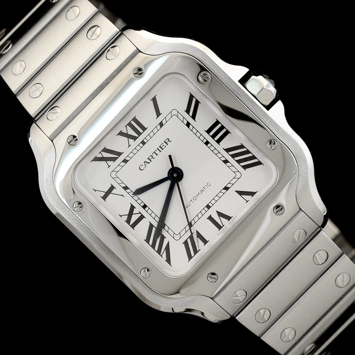 Stainless Steel Pre-Owned Santos Medium Estate Watch