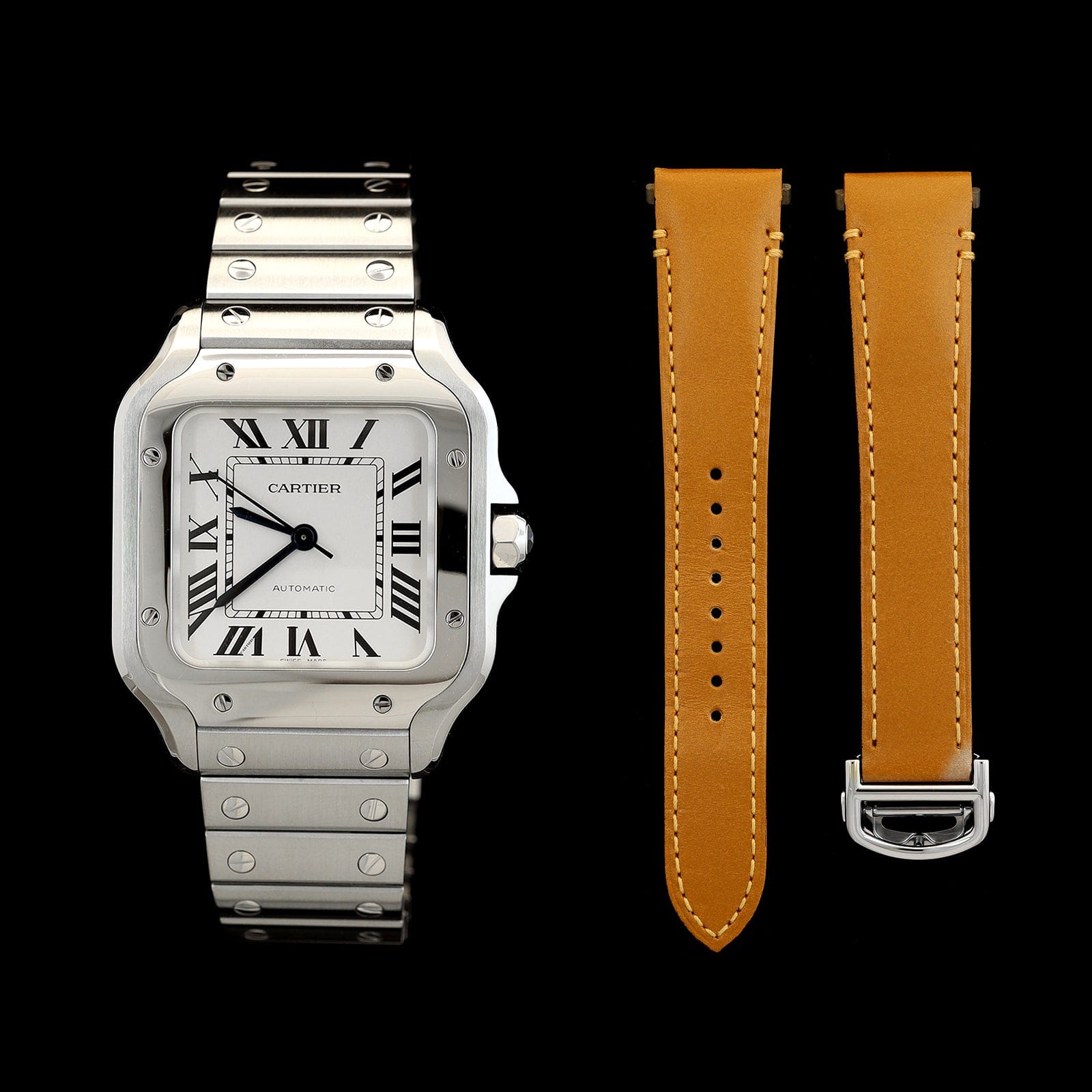 Stainless Steel Pre-Owned Santos Medium Estate Watch