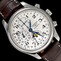 Stainless Steel Pre-Owned Longines Master Collection Moonphase Chronograph Estate Watch