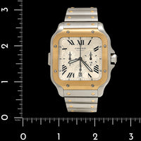 Stainless Steel Yellow Gold Pre-Owned Cartier Santos Chronograph Estate Watch