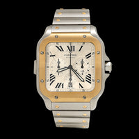 Stainless Steel Yellow Gold Pre-Owned Cartier Santos Chronograph Estate Watch