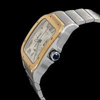 Stainless Steel Yellow Gold Pre-Owned Cartier Santos Chronograph Estate Watch