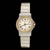 Stainless Steel Yellow Gold Pre-Owned Cartier Santos Octagon Estate Watch
