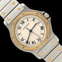 Stainless Steel Yellow Gold Pre-Owned Cartier Santos Octagon Estate Watch