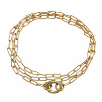 14K Yellow Gold Paperclip Necklace with Enhancer Charm