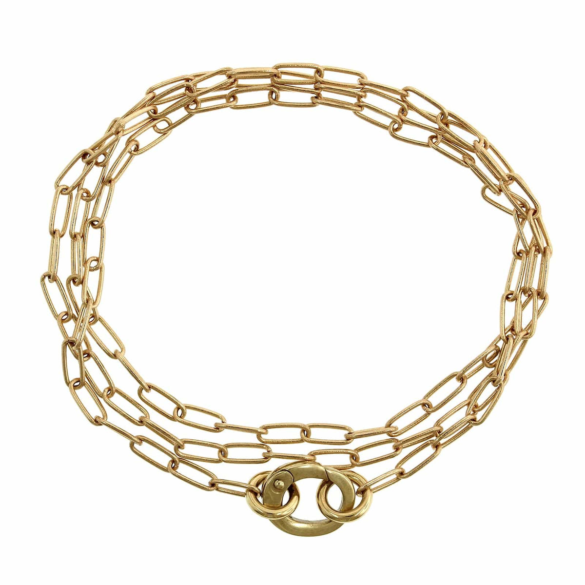 14K Yellow Gold Paperclip Necklace with Enhancer Charm