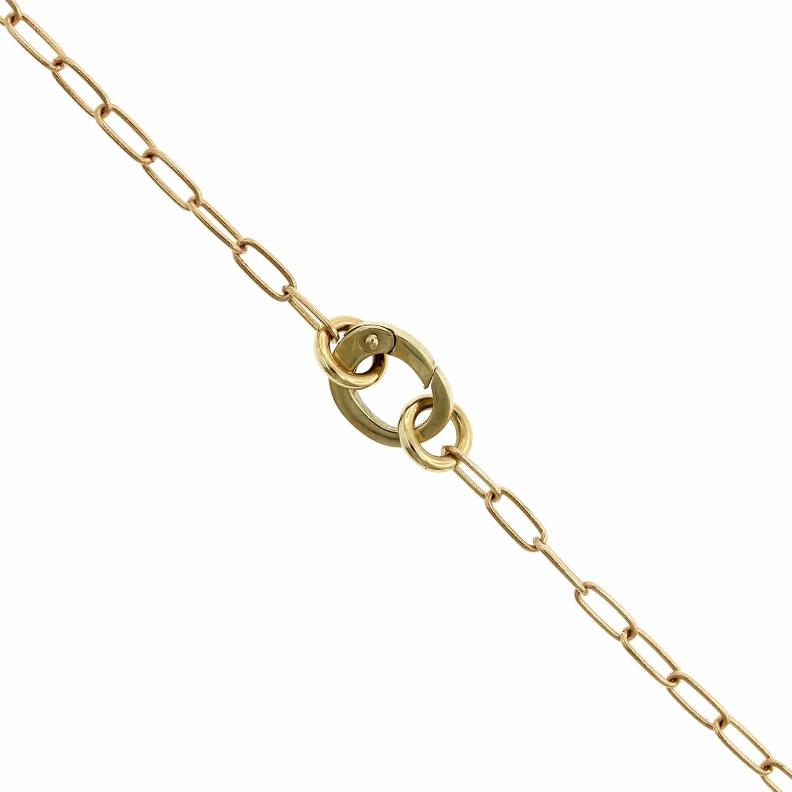 14K Yellow Gold Paperclip Necklace with Enhancer Charm