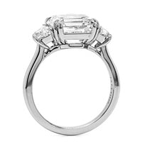 Platinum Asscher Cut Diamond 3 Stone Engagement Ring
