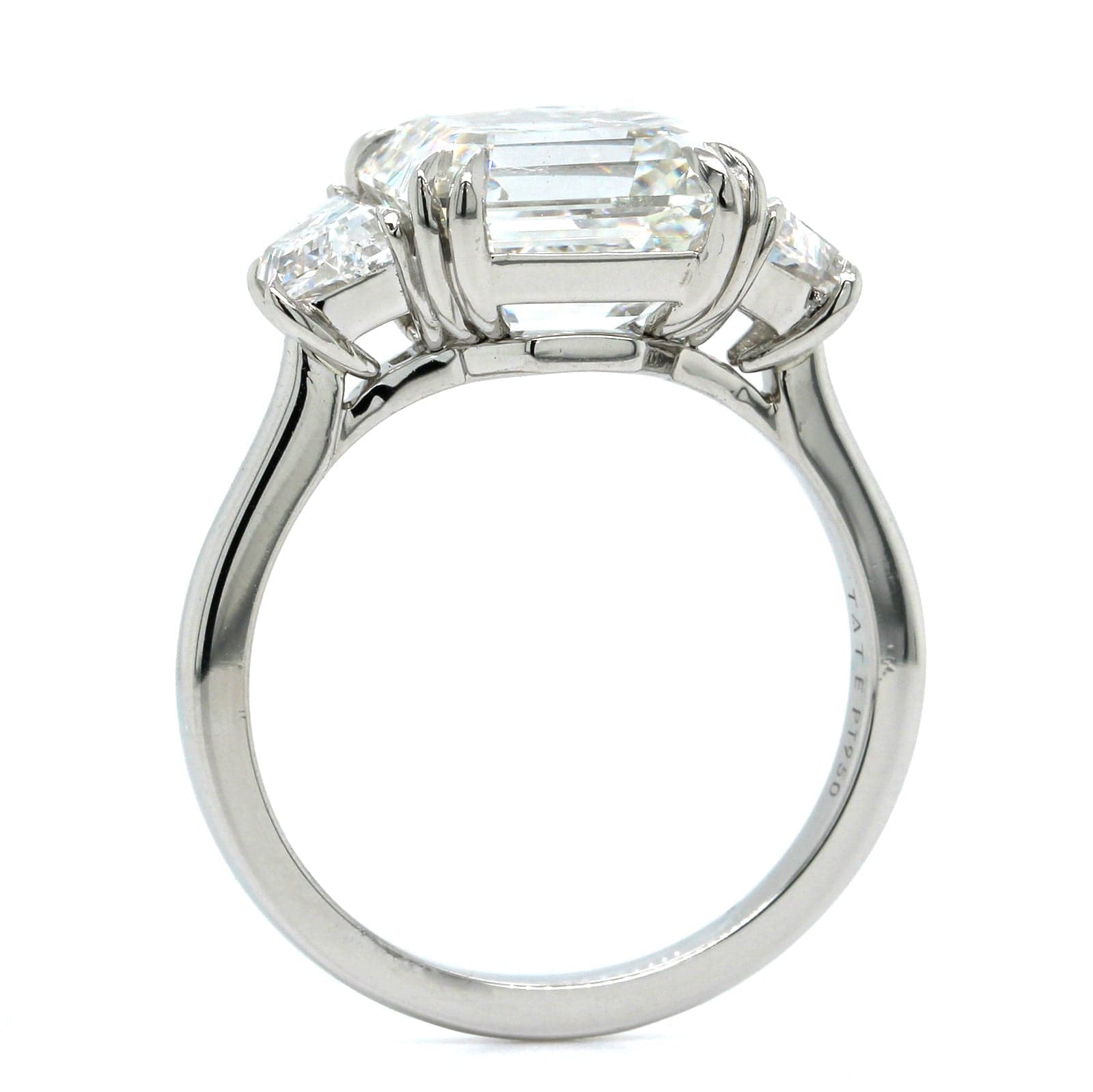 Platinum Asscher Cut Diamond 3 Stone Engagement Ring