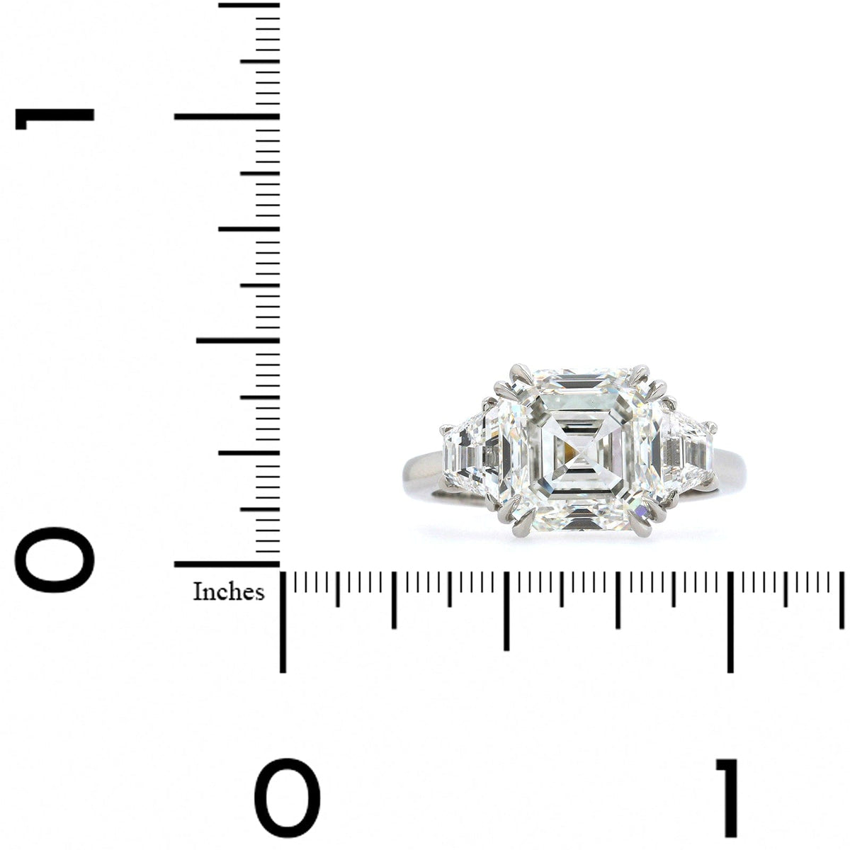 Platinum Asscher Cut Diamond 3 Stone Engagement Ring