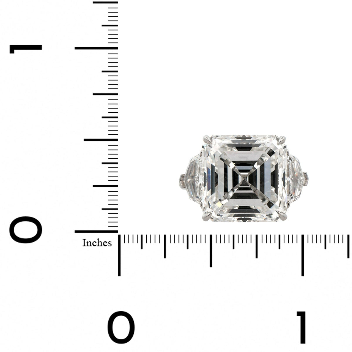 Platinum Asscher Cut Diamond 3 Stone Engagement Ring