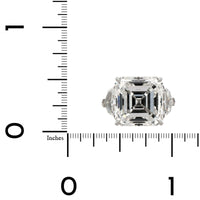 Platinum Asscher Cut Diamond 3 Stone Engagement Ring