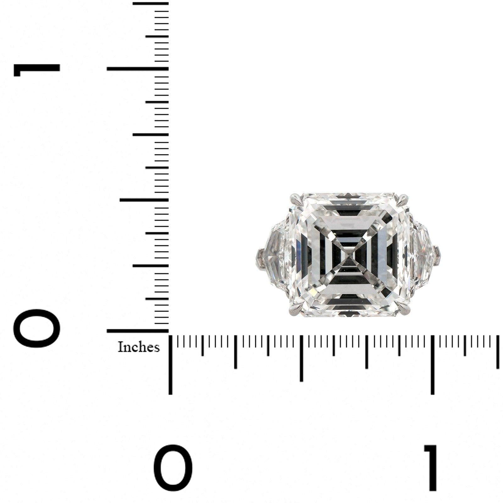 Platinum Asscher Cut Diamond 3 Stone Engagement Ring