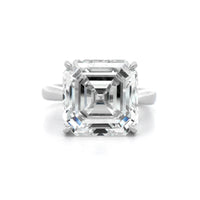 Platinum Cathedral Mounted Asscher Cut Diamond Engagement Ring