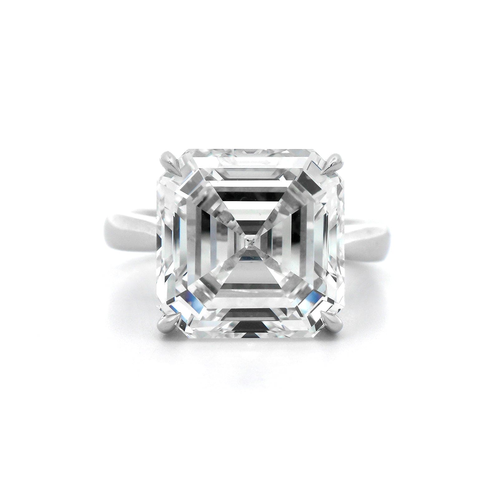 Platinum Cathedral Mounted Asscher Cut Diamond Engagement Ring