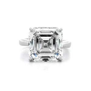 Platinum Cathedral Mounted Asscher Cut Diamond Engagement Ring