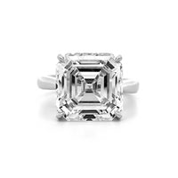 Platinum Cathedral Mounted Asscher Cut Diamond Engagement Ring