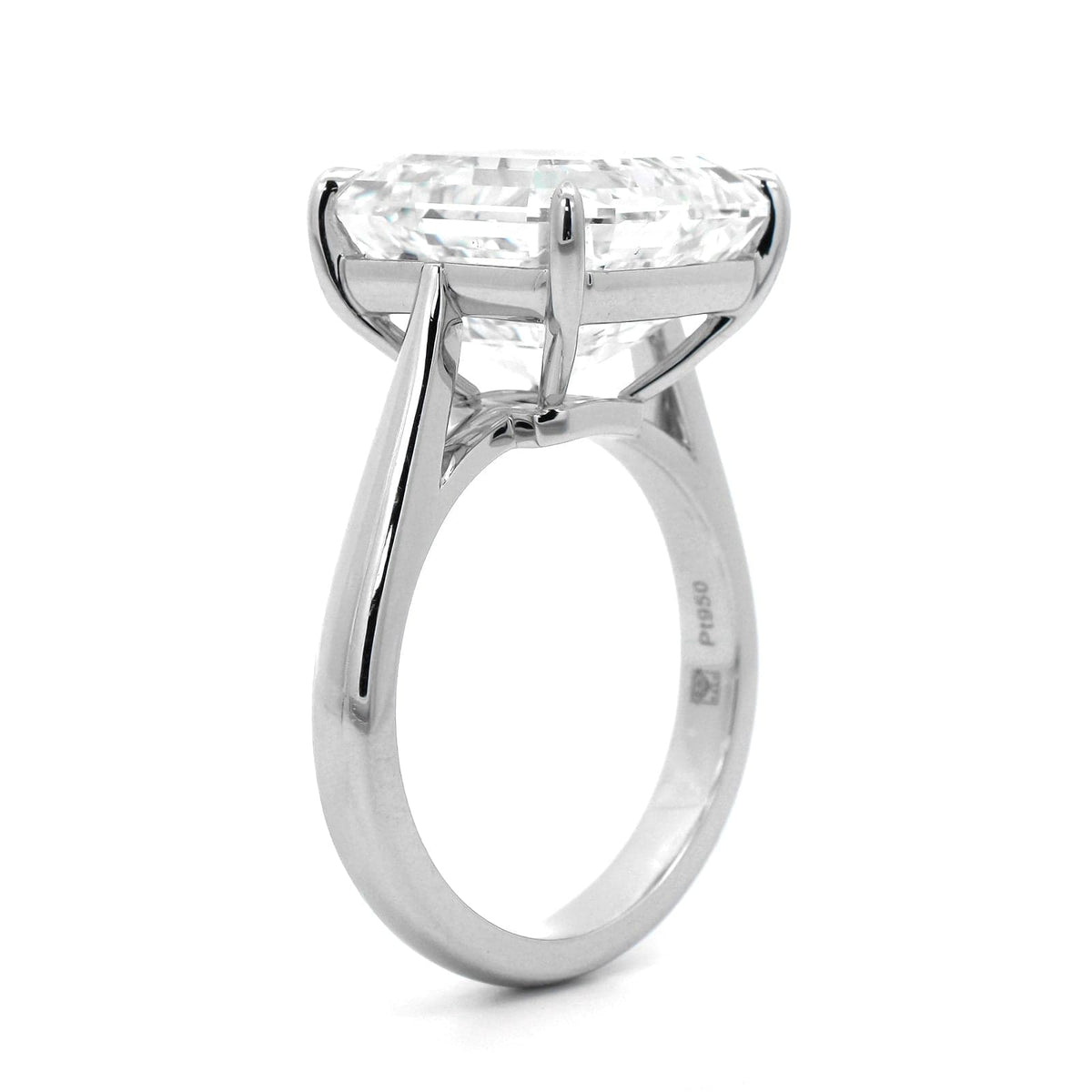 Platinum Cathedral Mounted Asscher Cut Diamond Engagement Ring