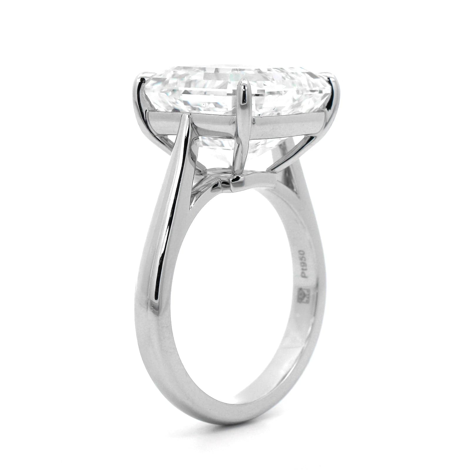 Platinum Cathedral Mounted Asscher Cut Diamond Engagement Ring