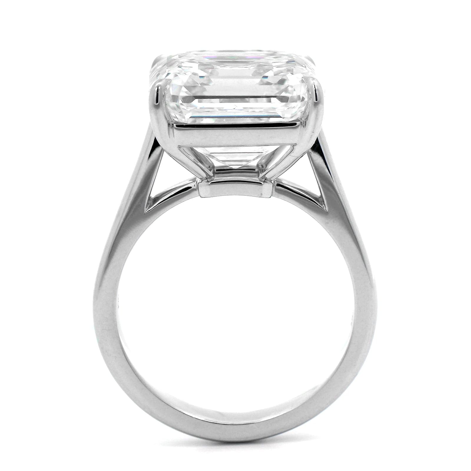Platinum Cathedral Mounted Asscher Cut Diamond Engagement Ring