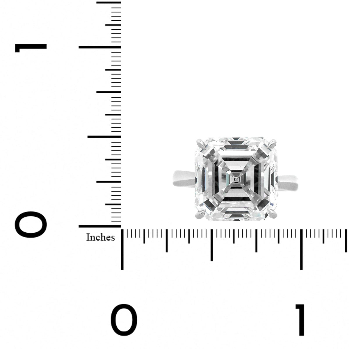 Platinum Cathedral Mounted Asscher Cut Diamond Engagement Ring