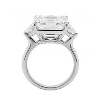 Platinum Asscher Cut Diamond 3 Stone Engagement Ring